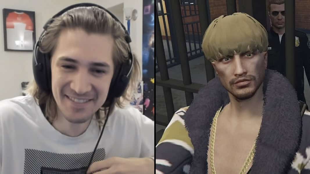 xQc and his GTA RP character in jail