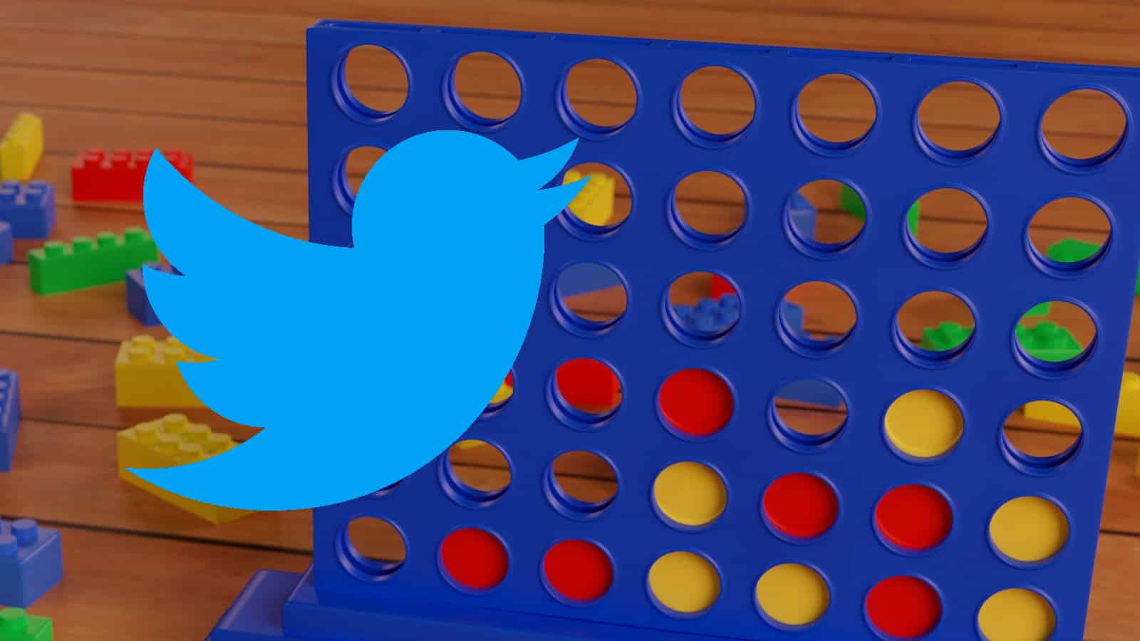 Connect 4 board with a Twitter logo