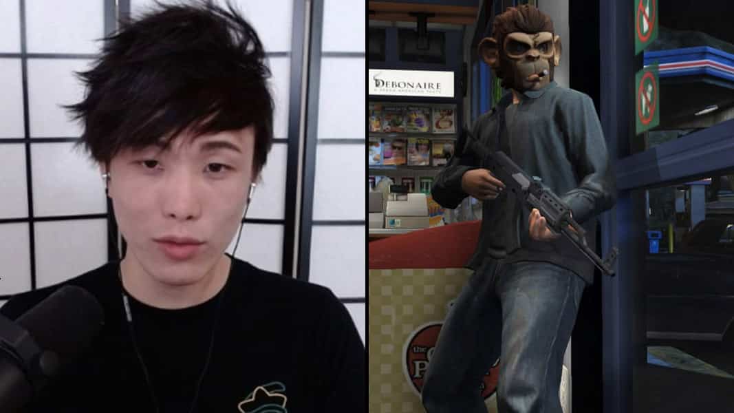 Sykkuno and a GTA character robbing a store