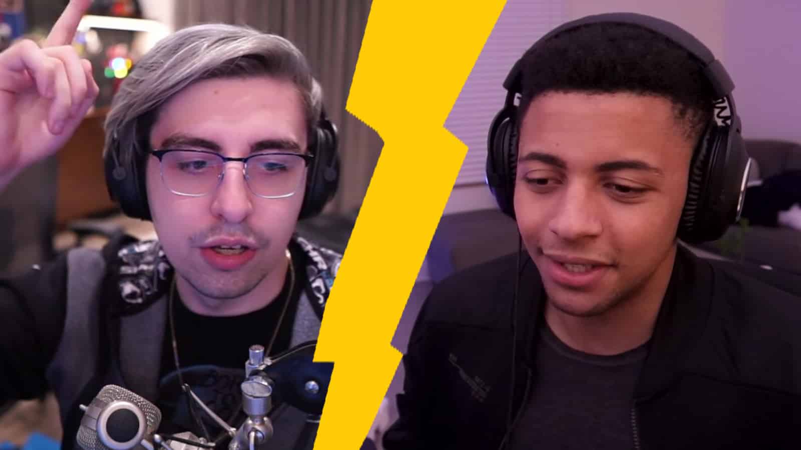 Shroud and Myth streaming, separated by a lightning bolt.