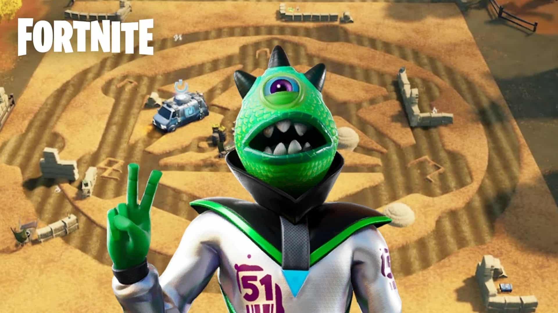 Alien in crop circles on Fortnite map