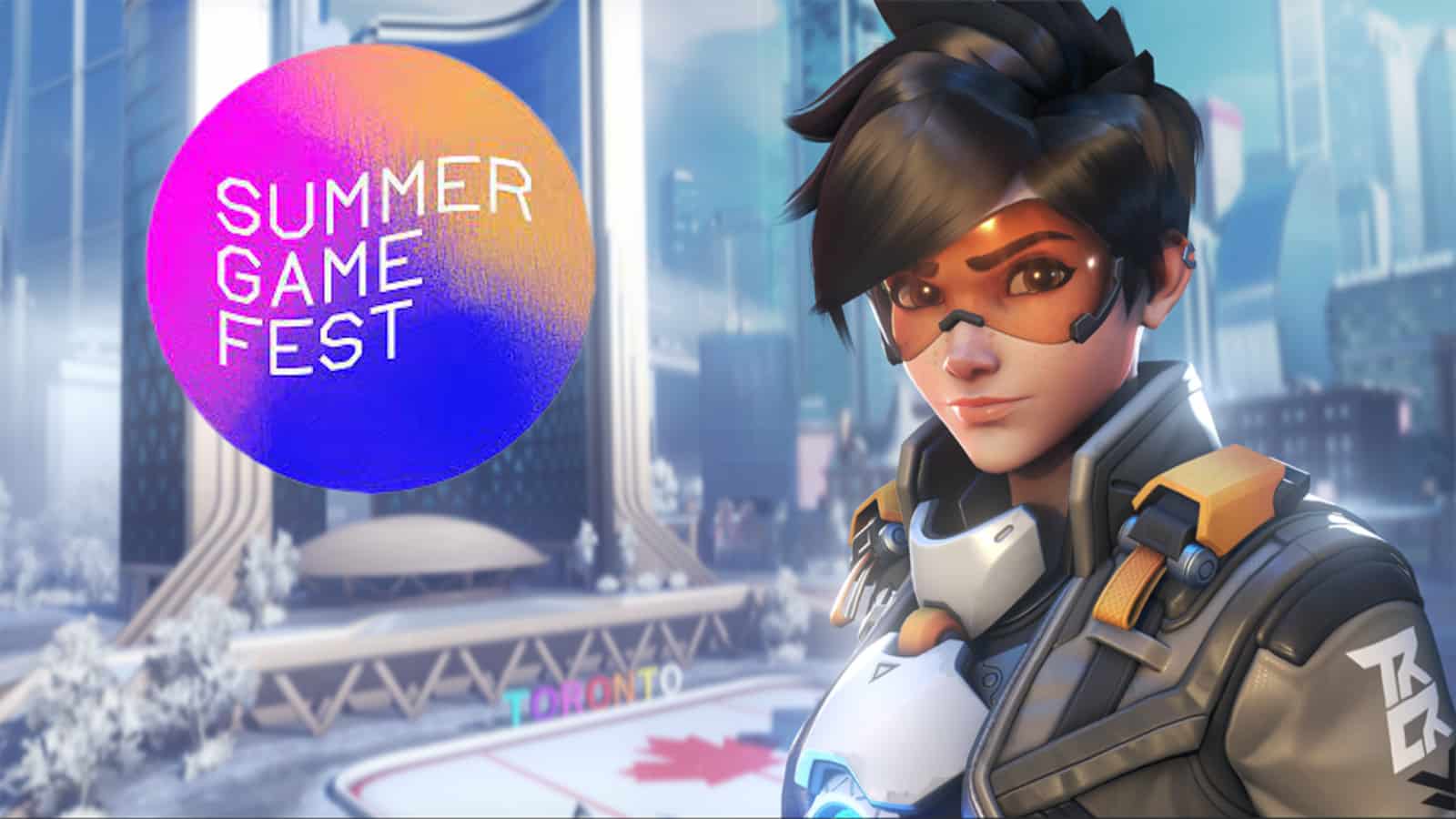 Tracer in Overwatch 2 Toronto map for Summer Game Fest