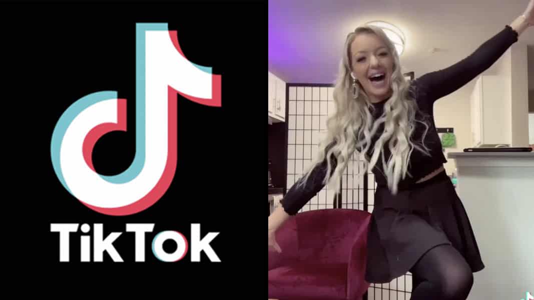 TikTok logo and Sydney Jo dancing