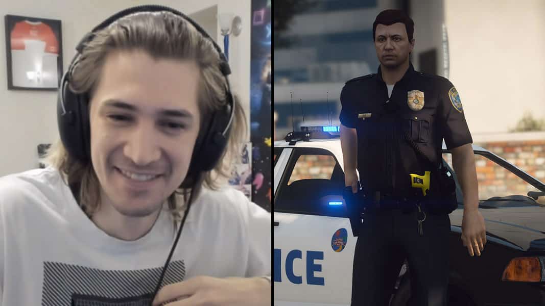 xQc and a GTA RP police officer
