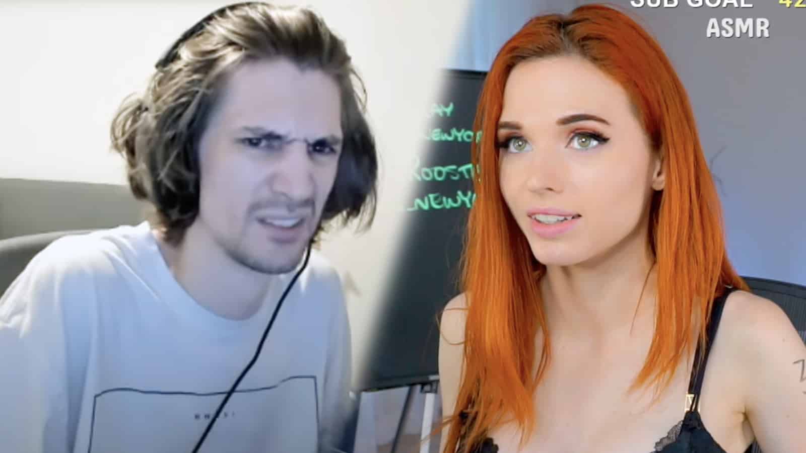 Twitch streamers xQc and Amouranth side-by-side