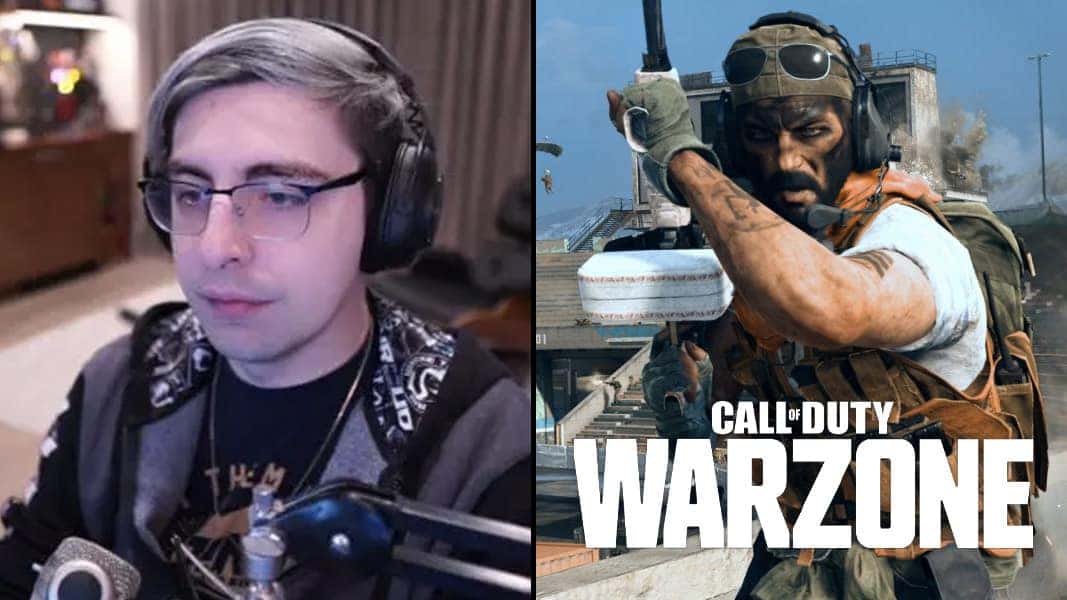 Shroud and a Warzone player running with a gun