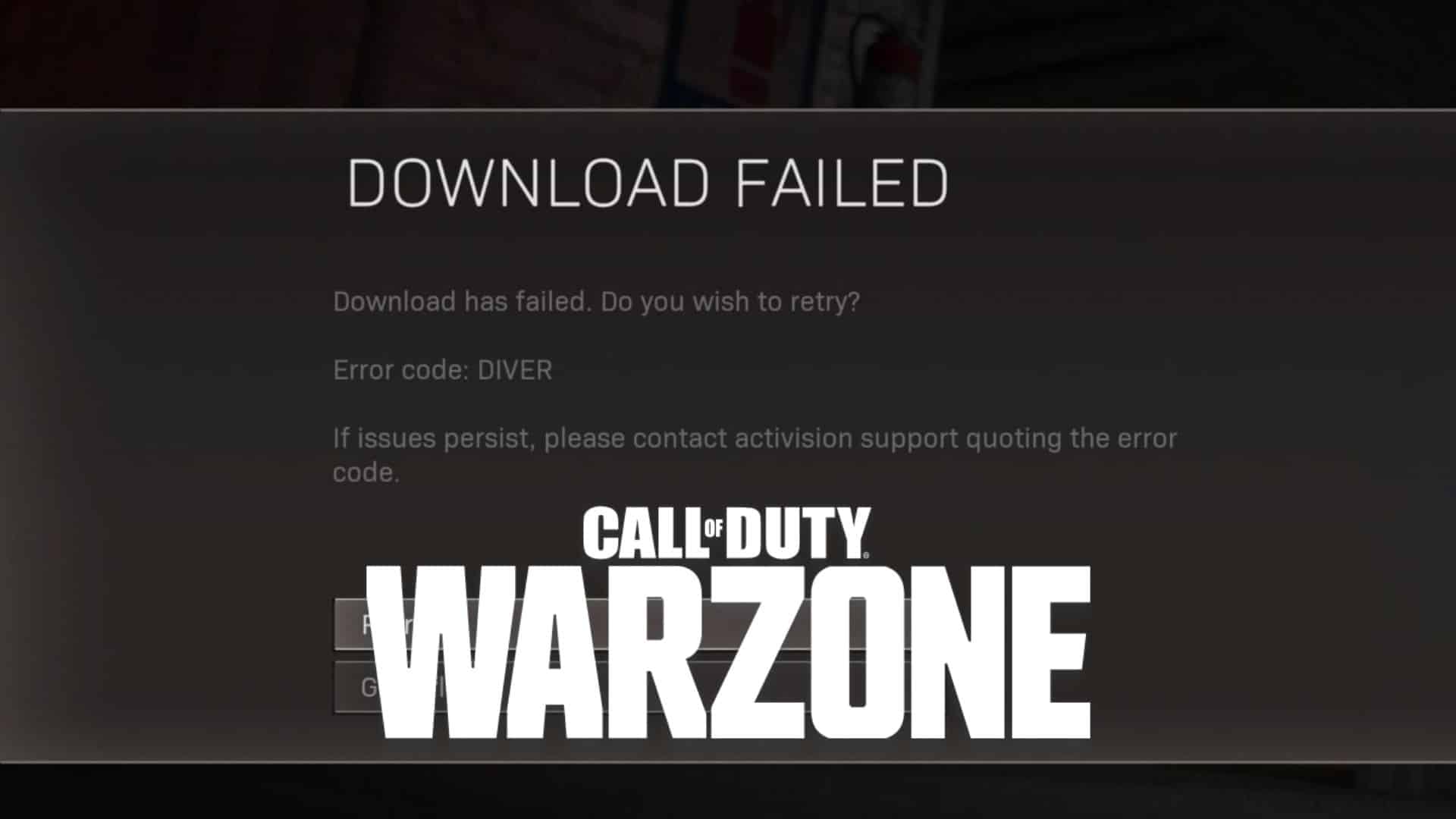 Warzone code error diver screenshot