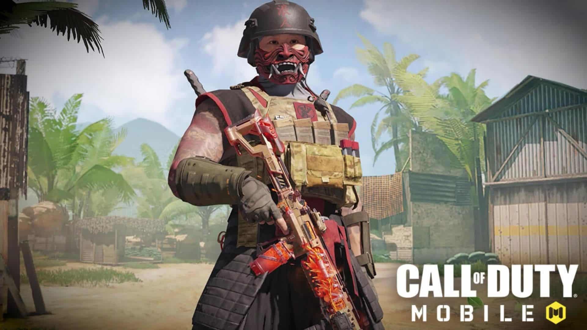 Cod Mobile character at firing range in red skin