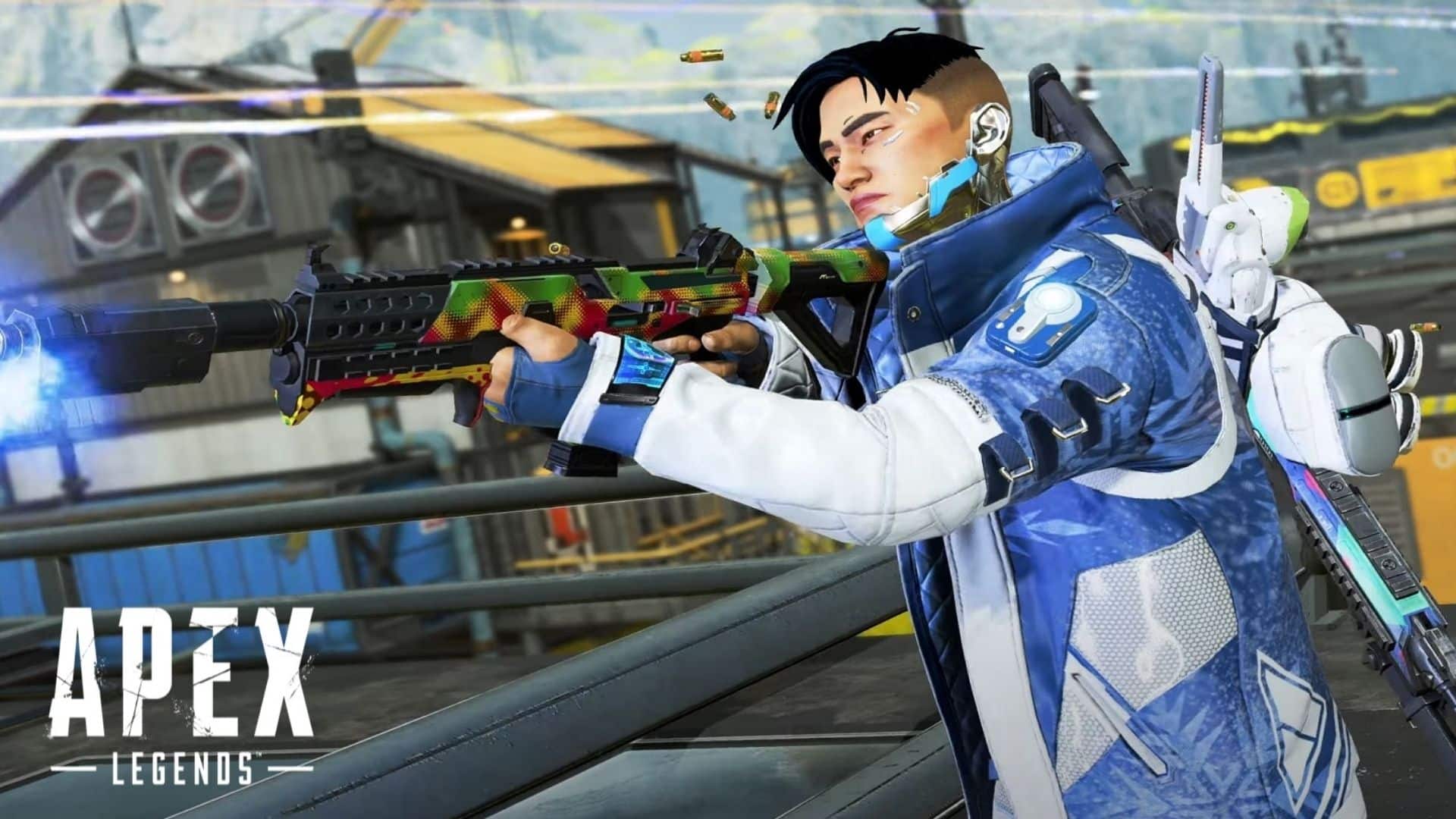 Crypto shooting a rifle in Apex Legends