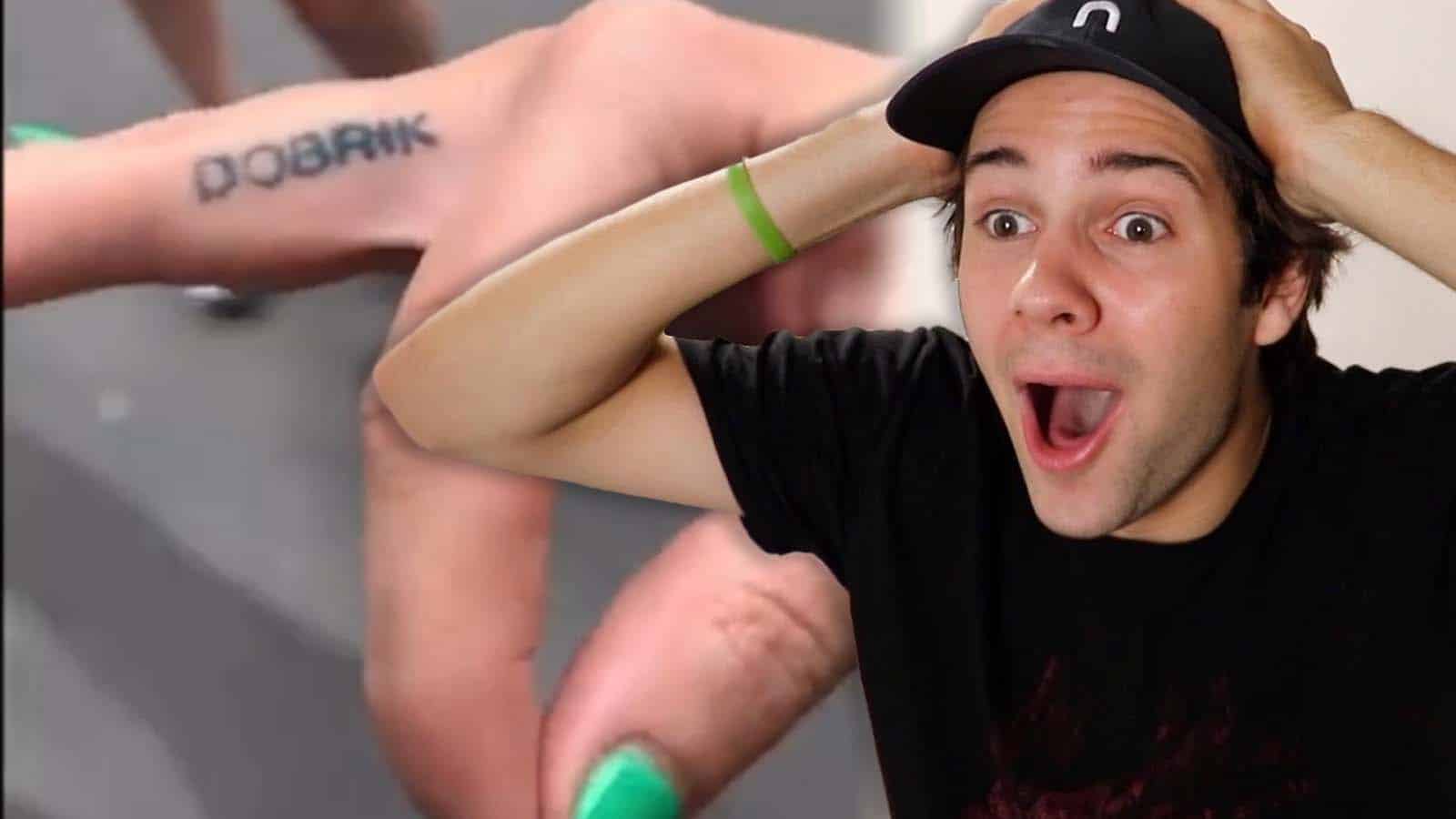 David Dobrik left speechless after superfan gets a tattoo of YouTube star