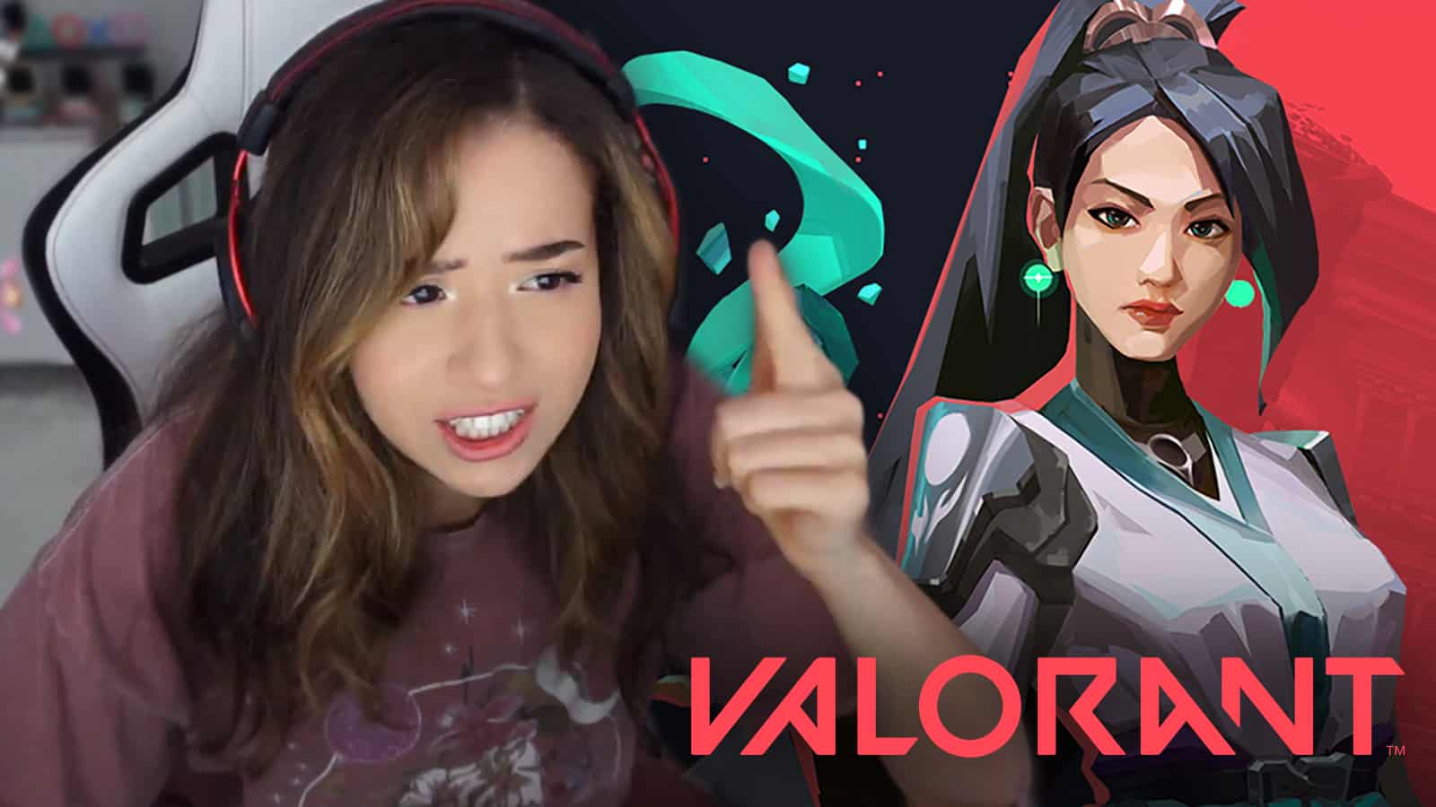 Pokimane yells at Twitch haters next to Valorant agent Sage.