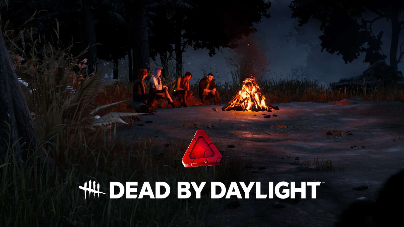 A screenshot showing the Bloodpoints logo alongside the DBD logo and an image of Survivors by a campfire in the game