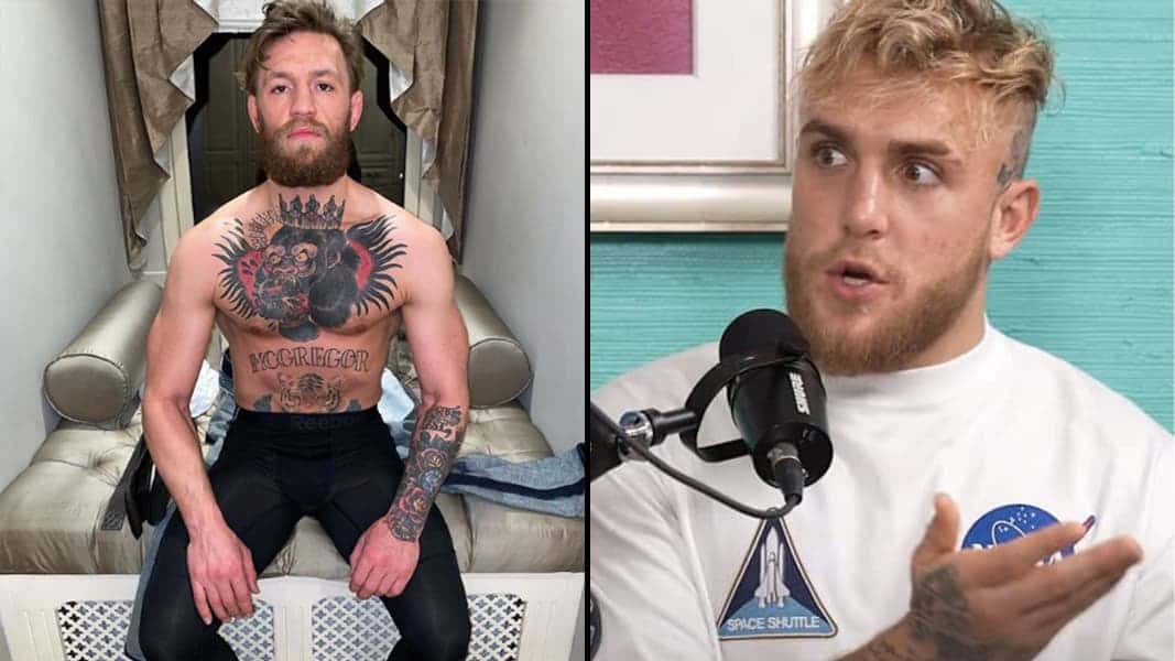Conor McGregor sitting down with Jake Paul talking Ininto mic