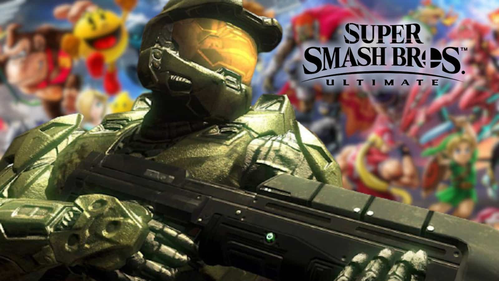 Master Chief in front of Smash mural
