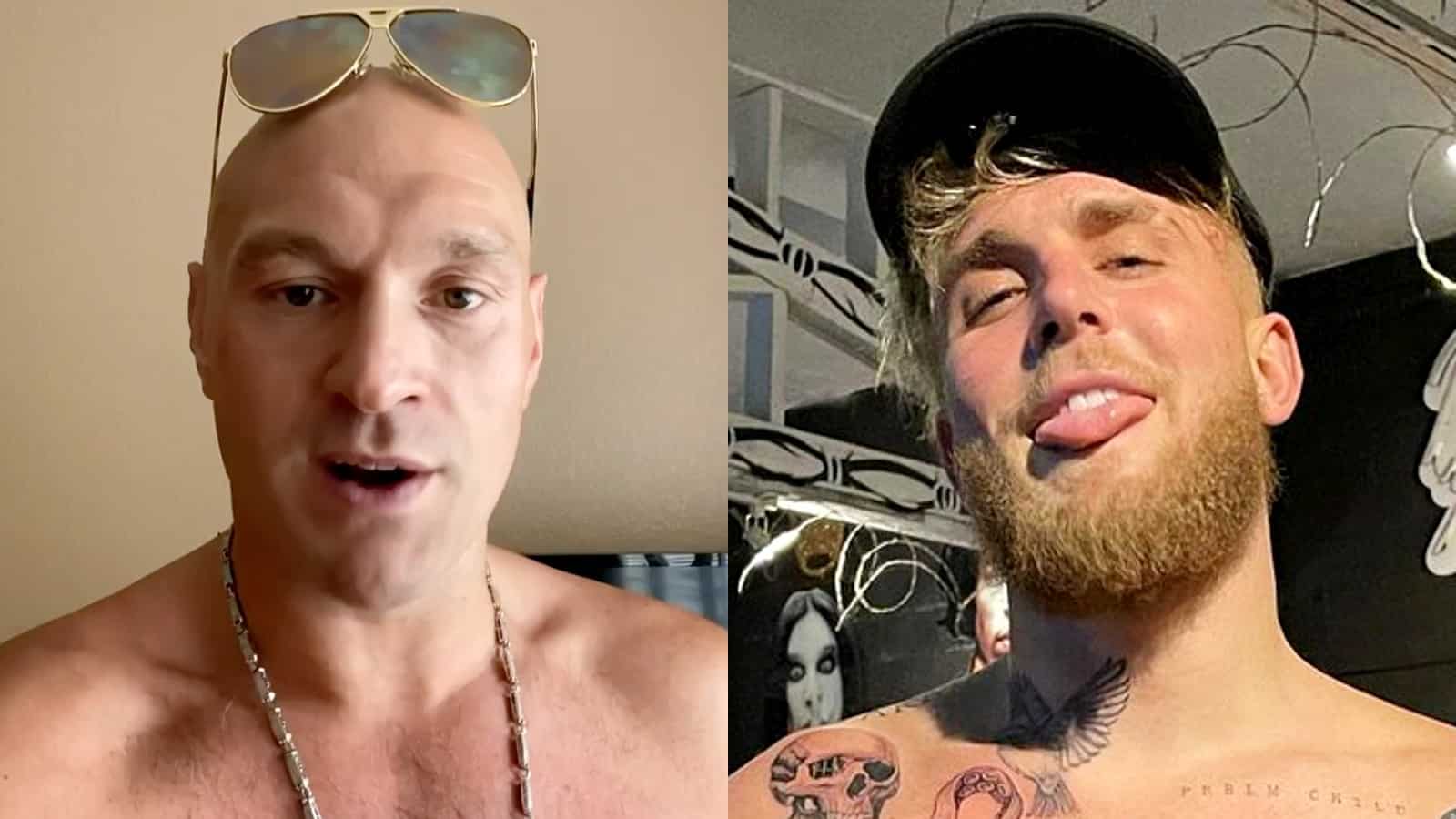 Images of Jake Paul and Tyson Fury side by side