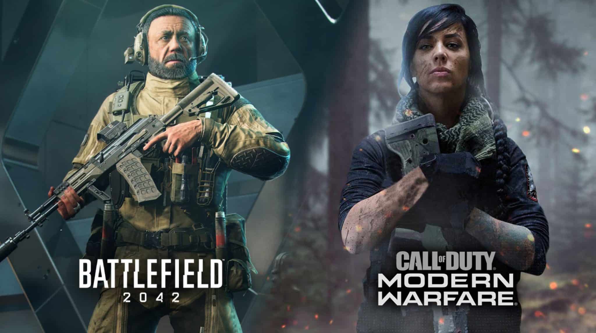 Battlefield 2042 character next to Modern Warfare operator