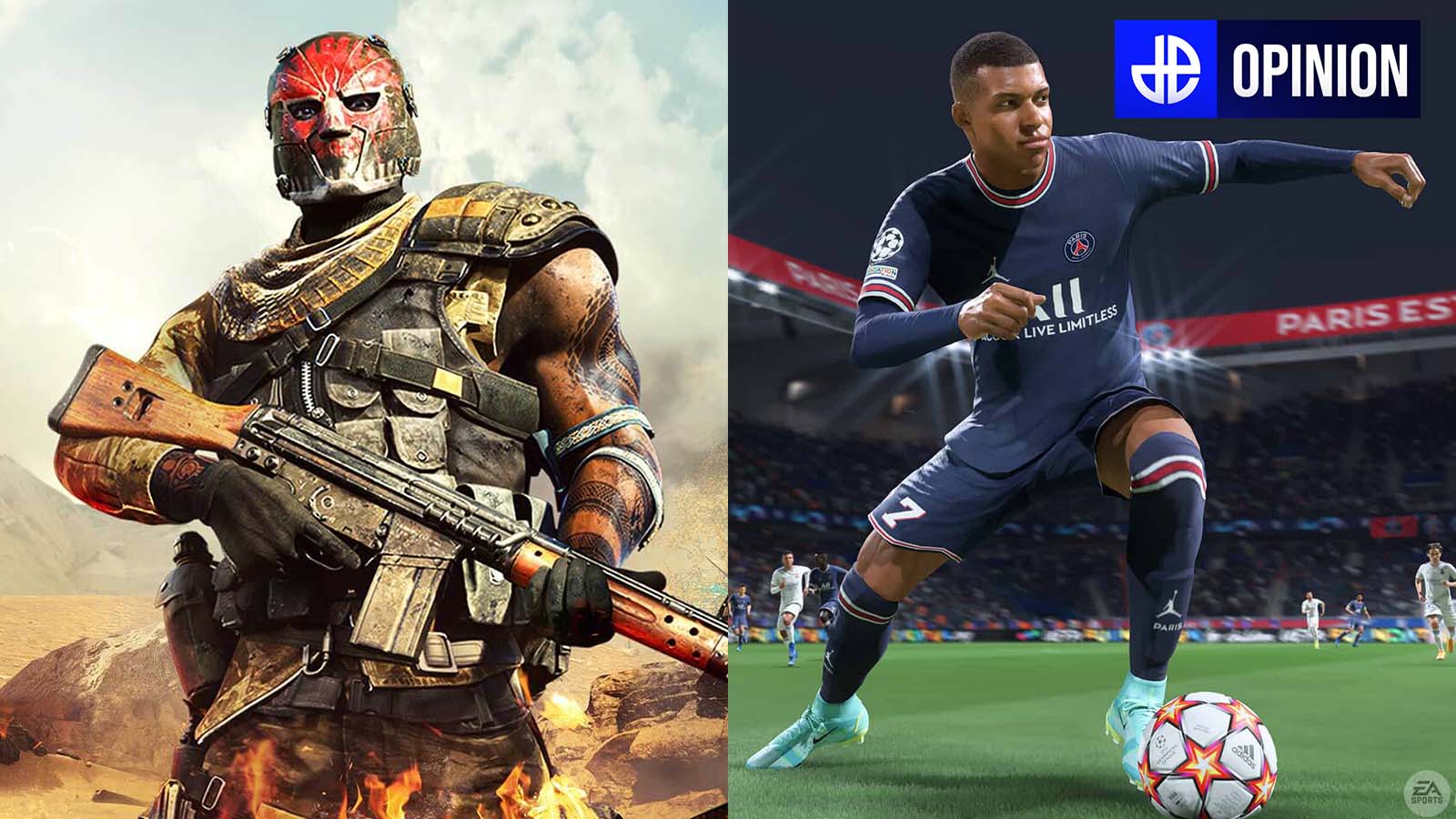 Call of Duty Warzone and FIFA 22 split header image