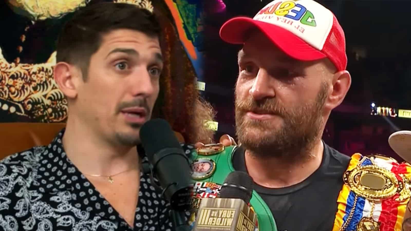 Comedian Andrew Schulz next to Boxing Champion Tyson Fury