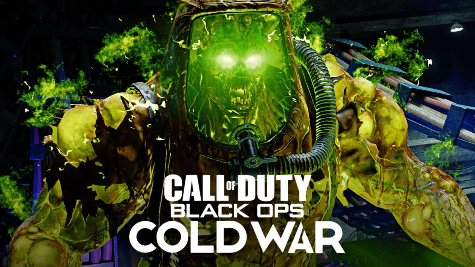 Call of Duty Zombie towers over Black Ops Cold War logo.