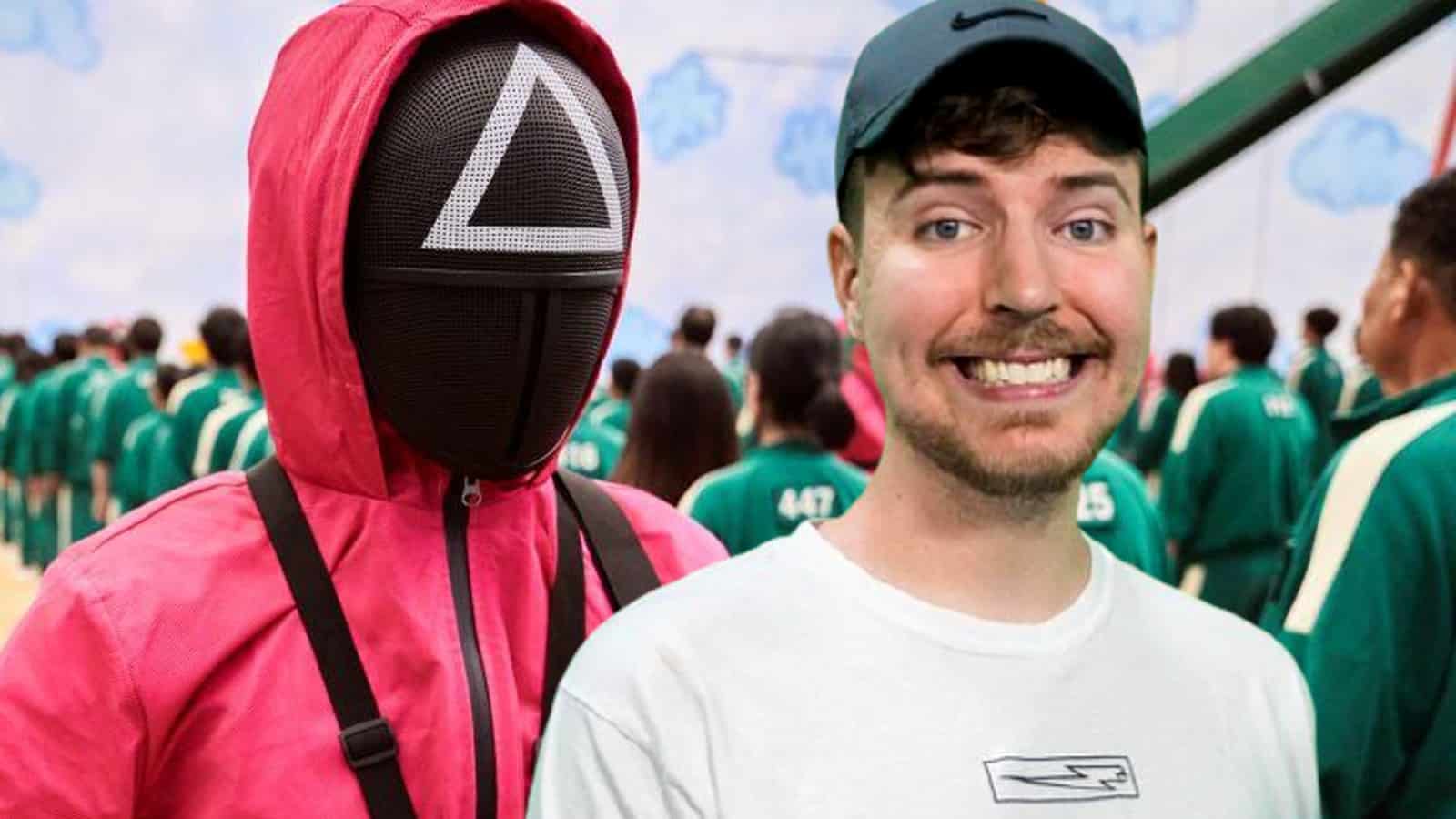 MrBeast next to a guard from Squid Game