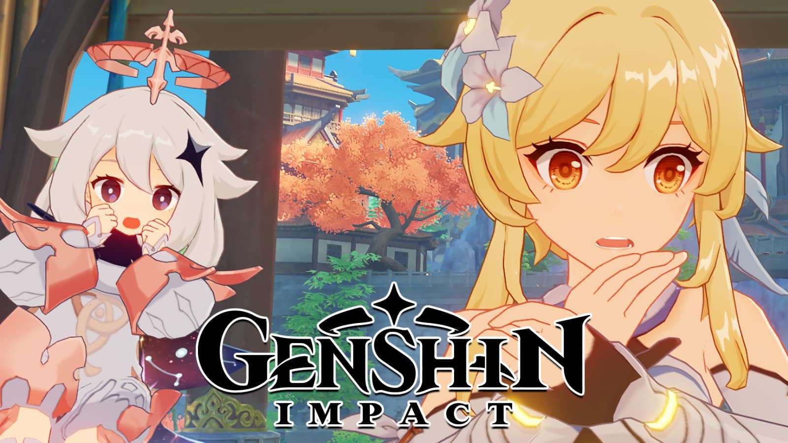 Genshin Impact Paimon & Traveler scared