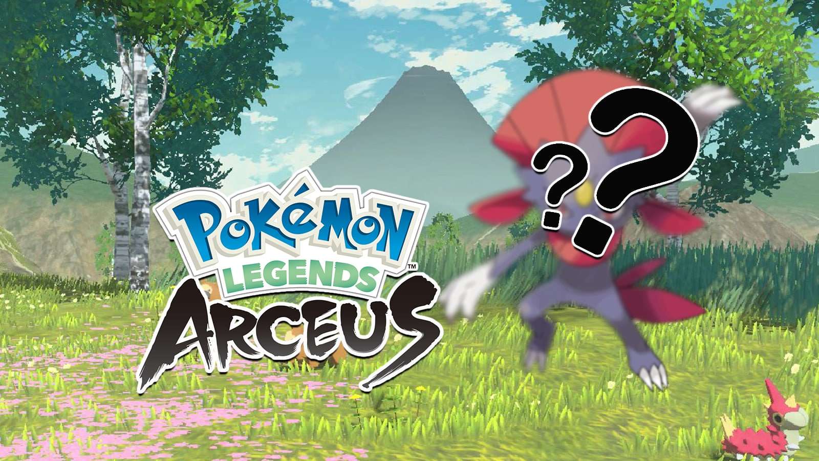Pokemon Legends Arceus logo next to question marks