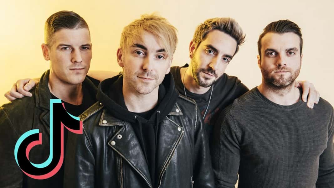 All Time Low band photo with tiktok logo