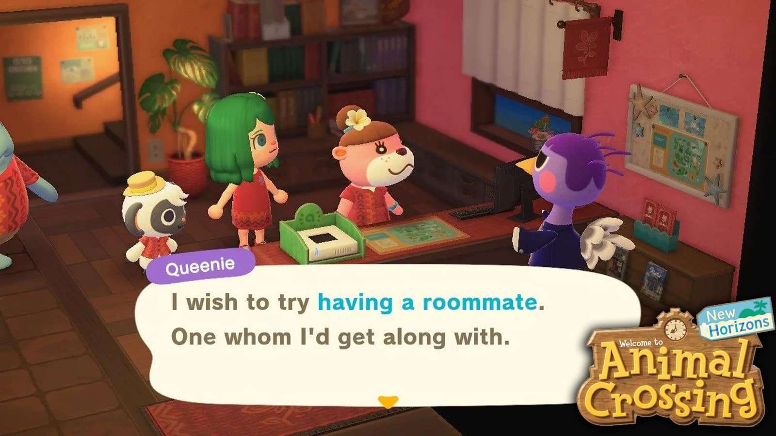 A screenshot of the roommates menu in Animal Crossing New Horizons.