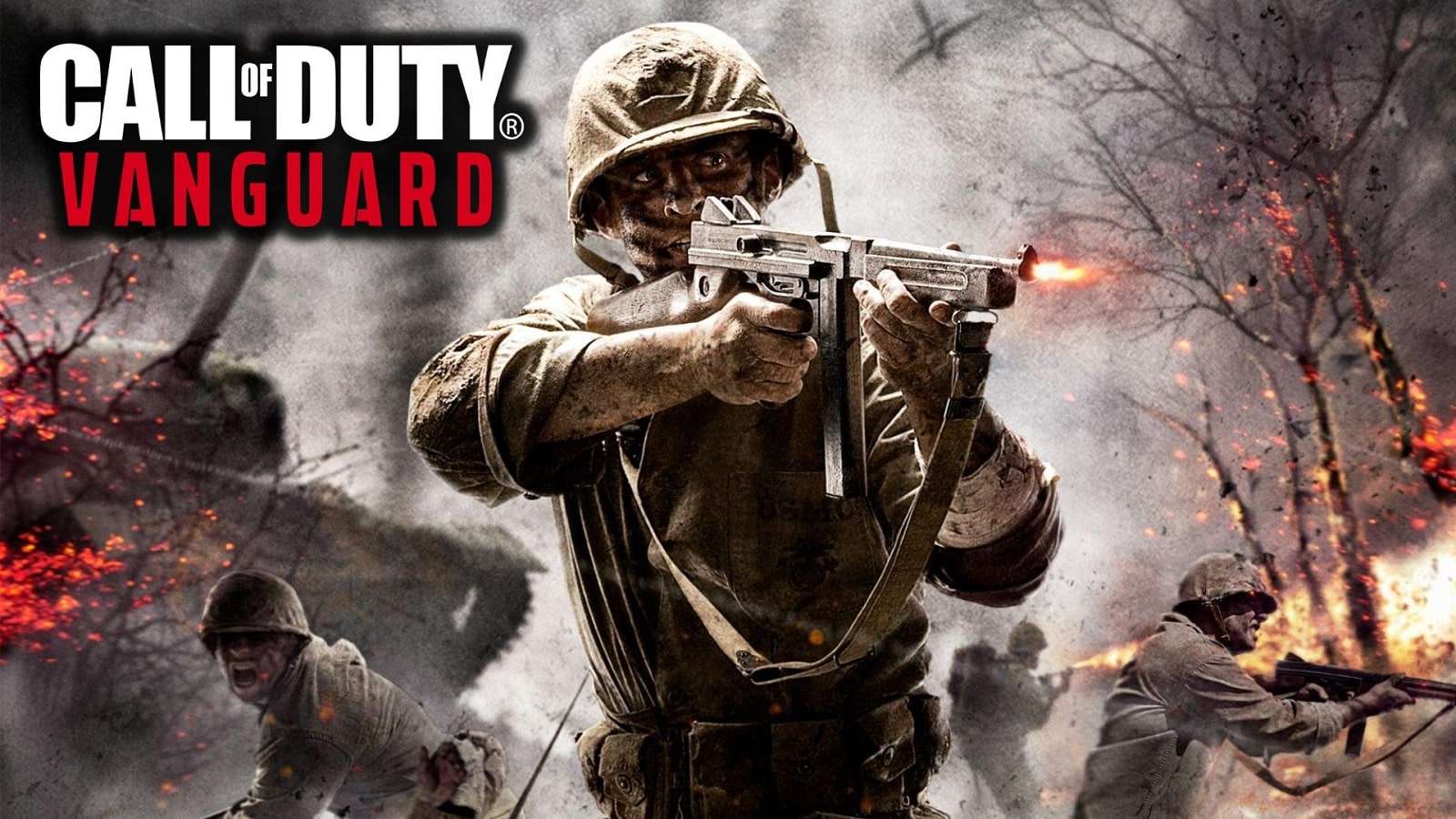 CoD World at War US soldier firing a Thompson SMG