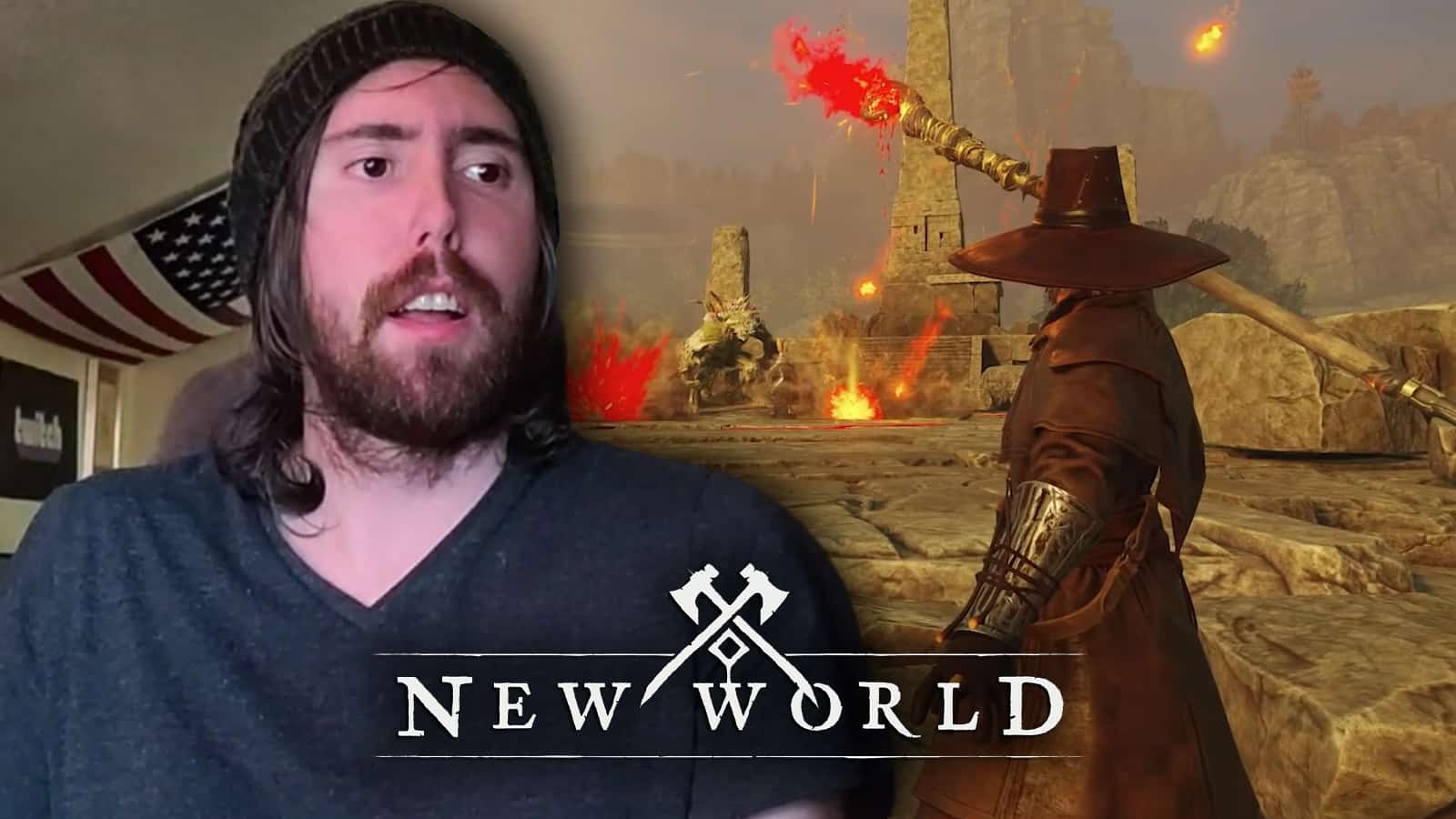 Asmongold looking at New World fire mage