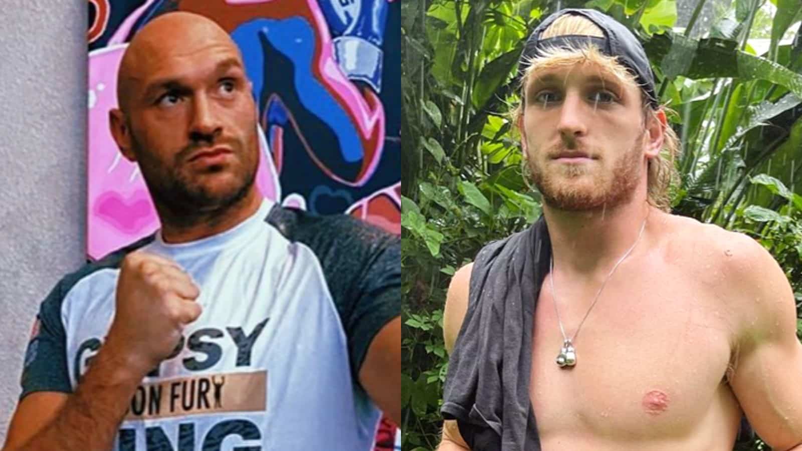 Image of Logan Paul next to image of Tyson Fury
