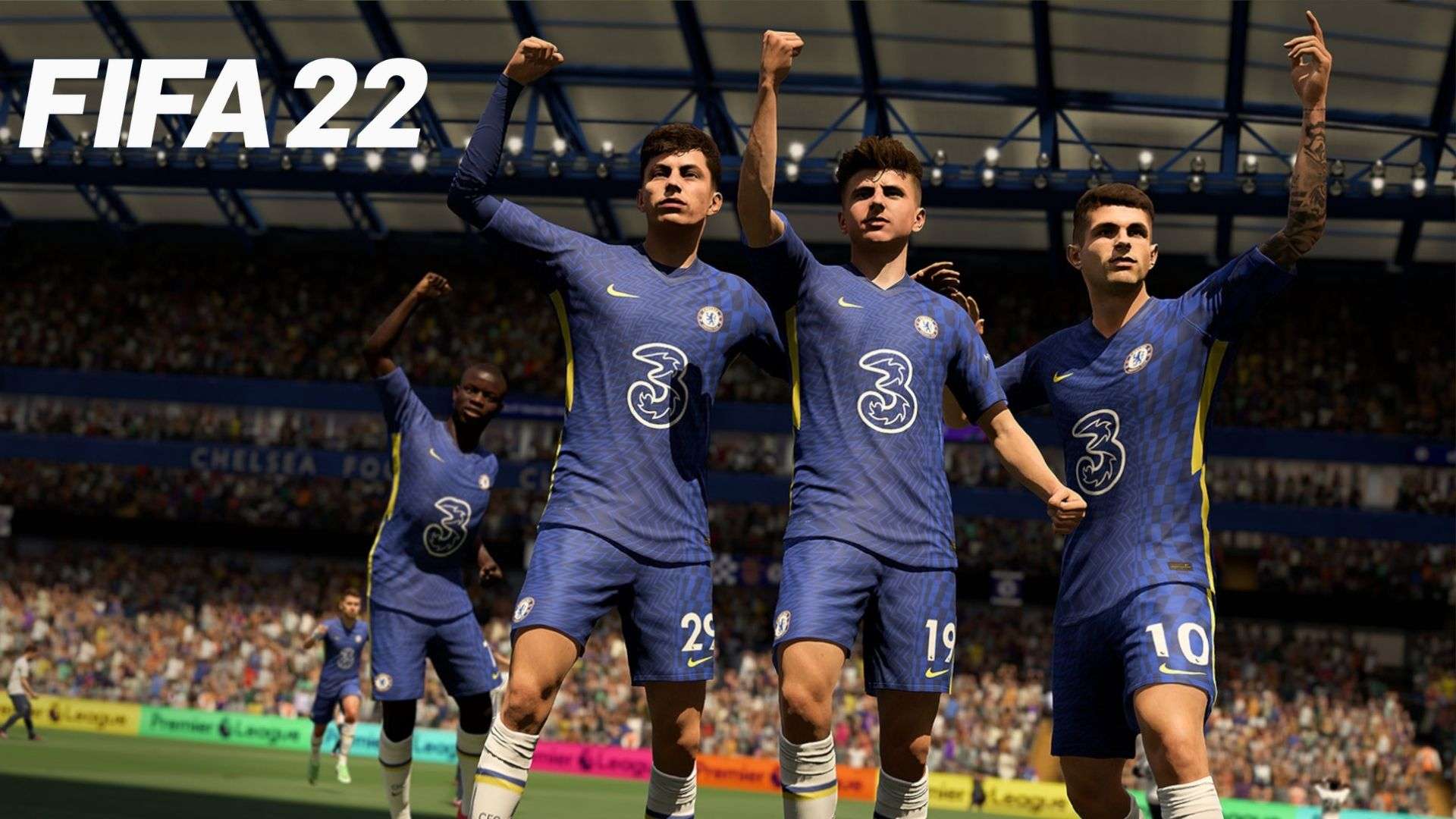 Chelsea players celebrating in FIFA 22