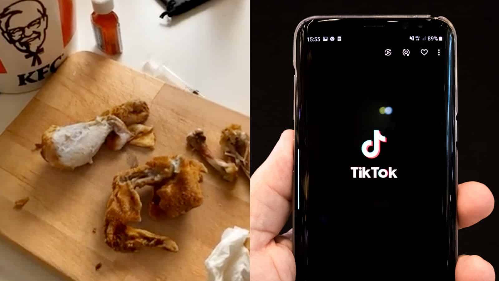 Fried chicken next to the TikTok logo