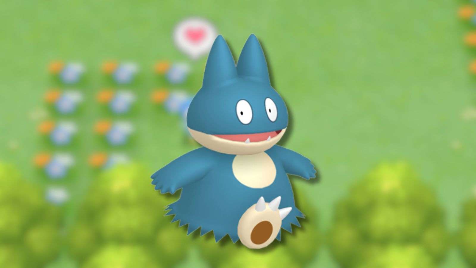 Munchlax with Pokemon BDSP background.