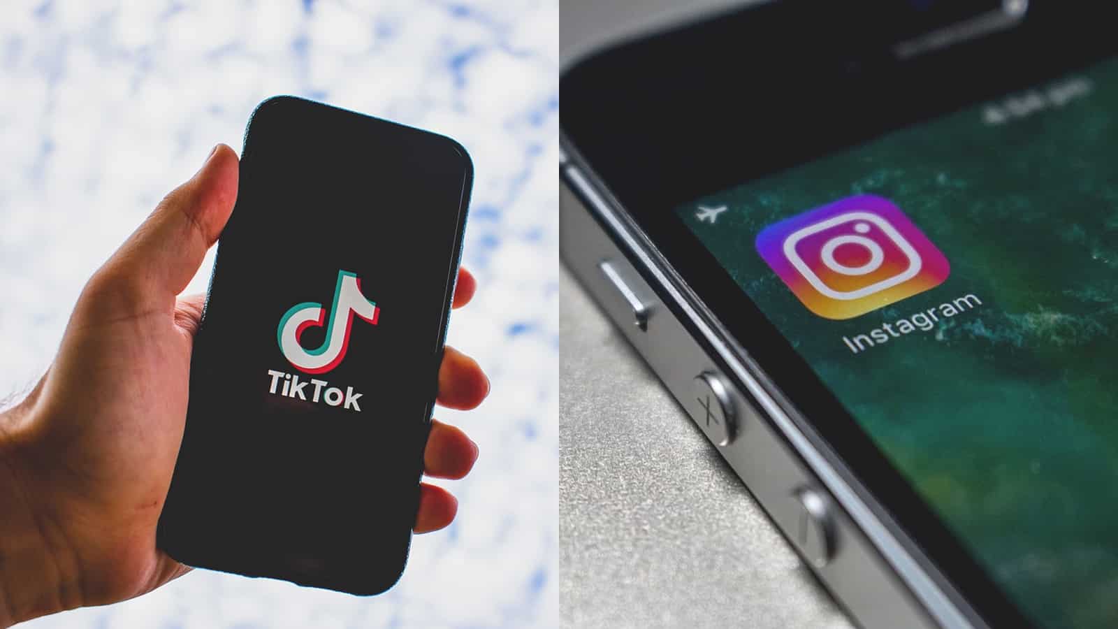 An image of two phone screens showing TikTok and Instagram