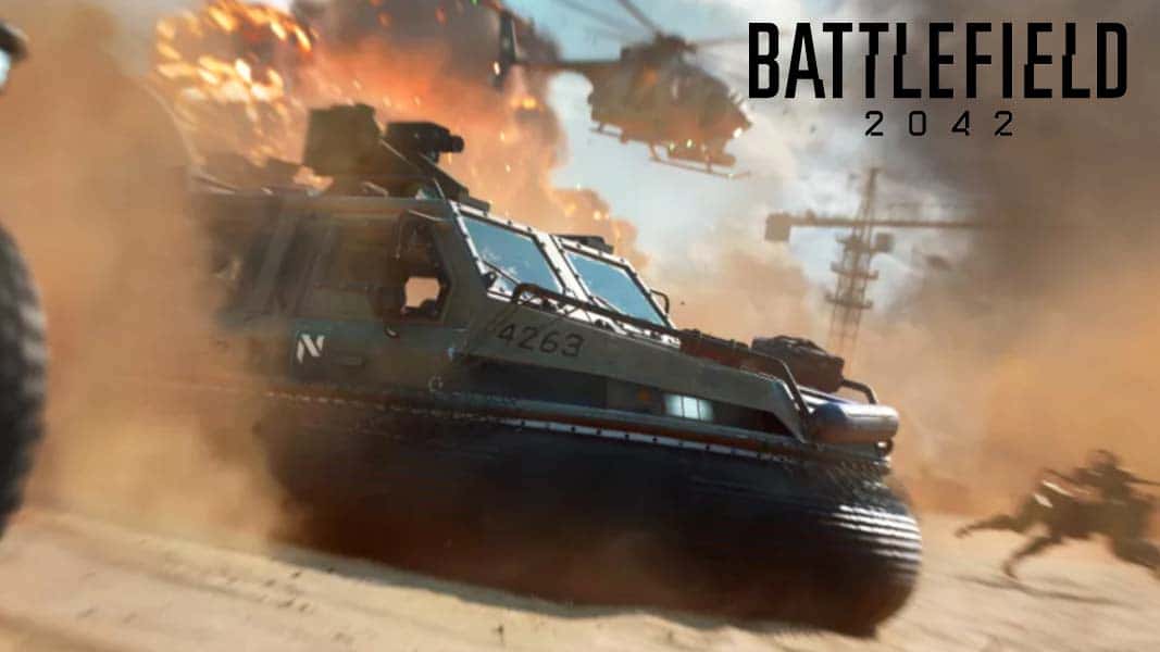 Battlefield 2042 Hovercraft in action with logo