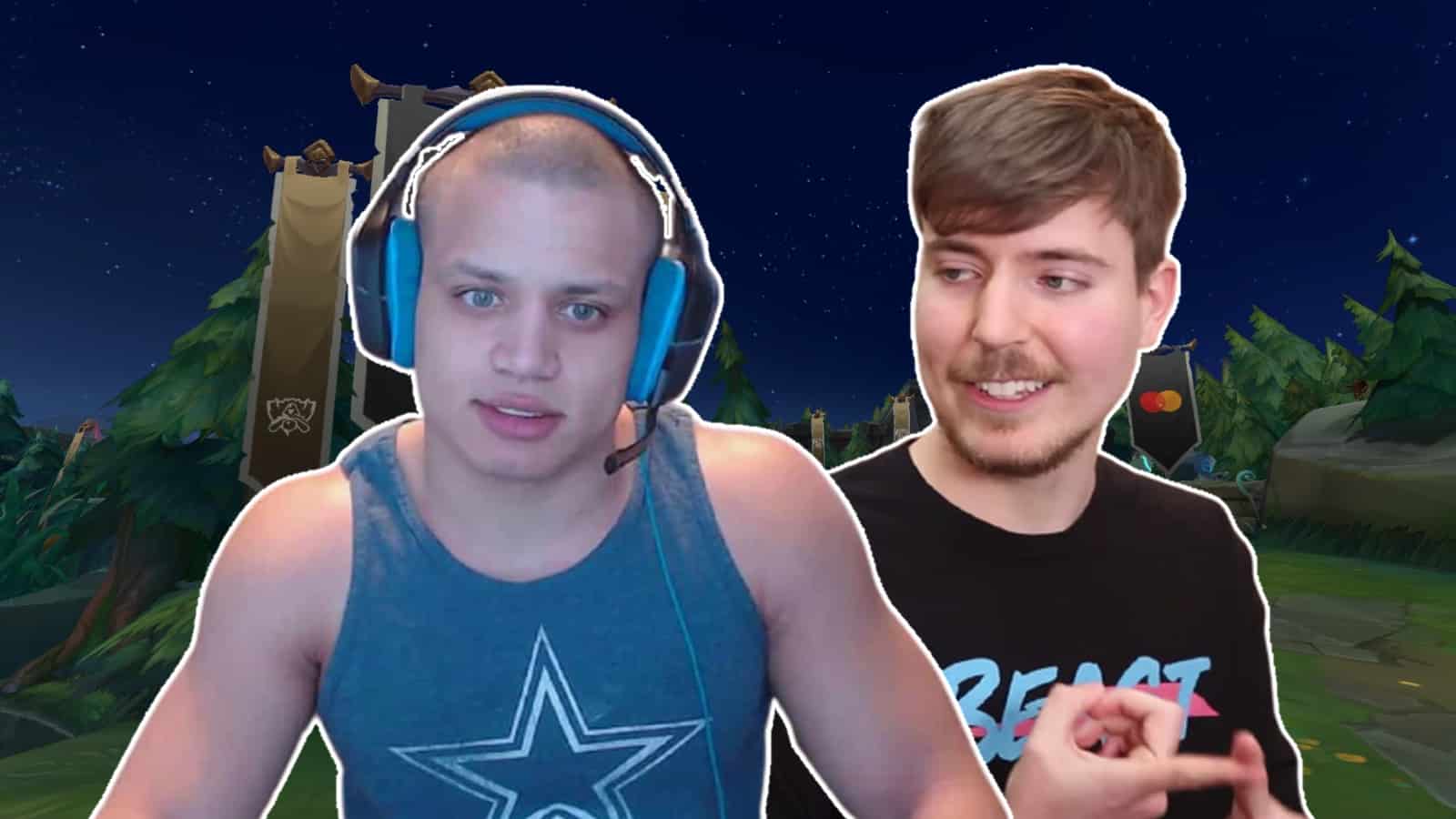 tyler1 and mrbeast on league of legends lol summoner's rift background