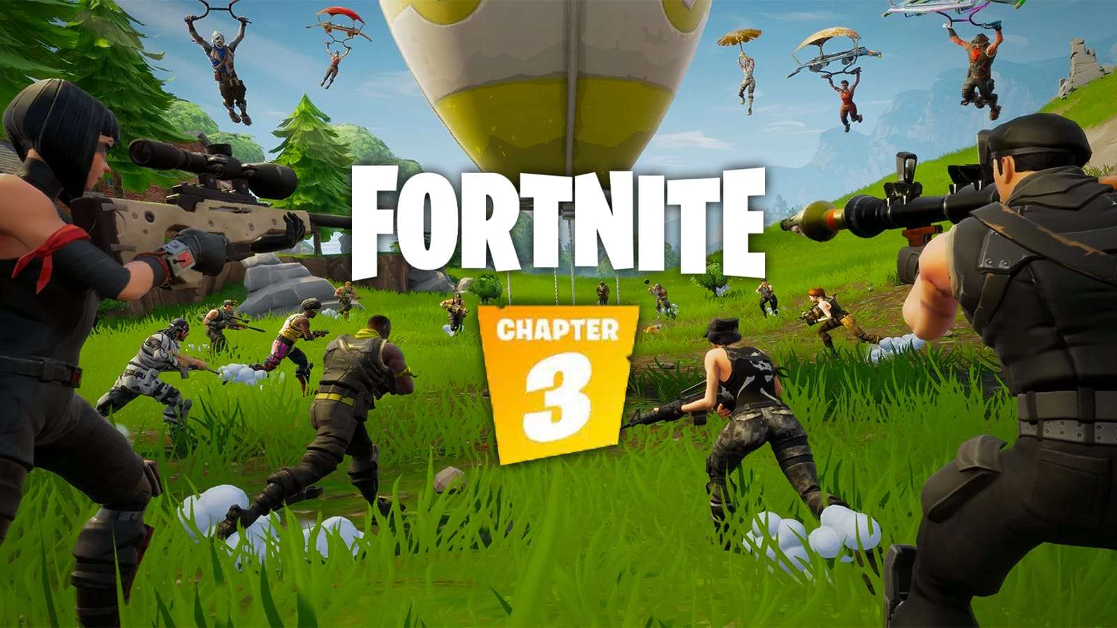 Players rushing towards a Supply Drop in Fortnite Chapter 3