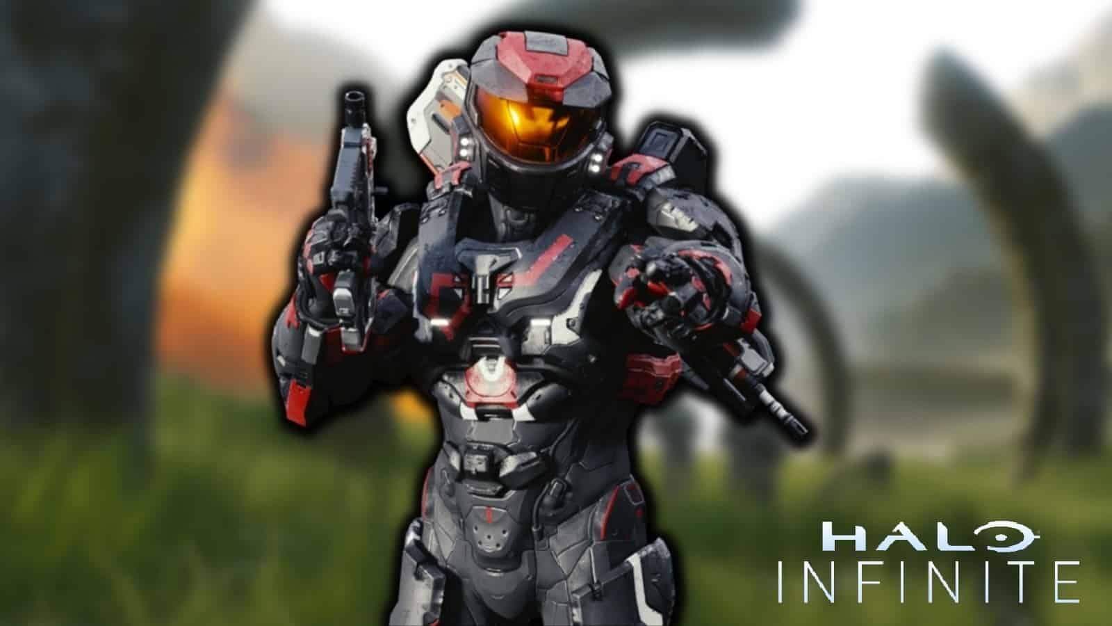 Halo Infinite Spartan standing in a field