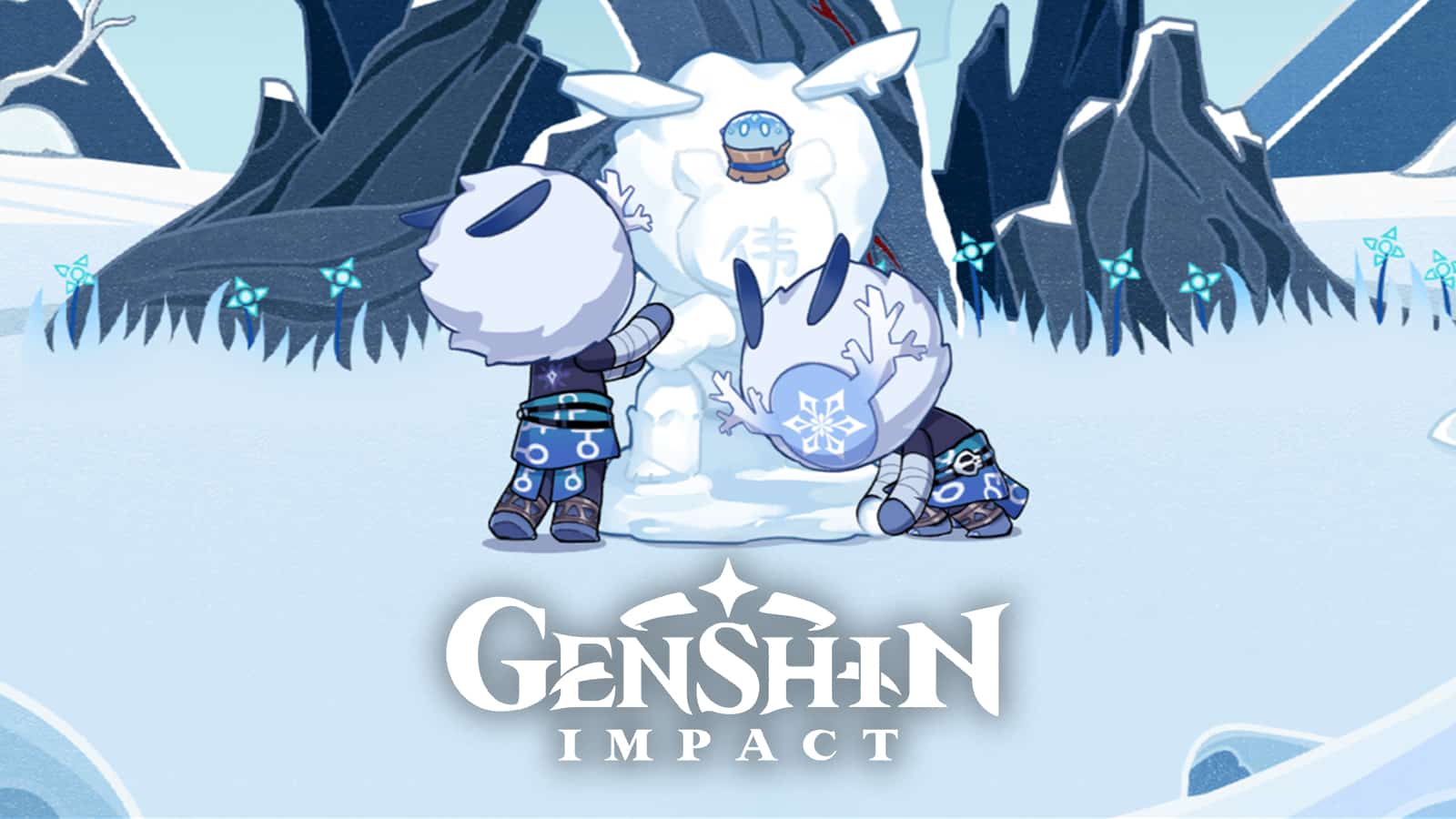 Cryo Hilichurls building snowman in Genshin Impact Traveler's Picture Book event