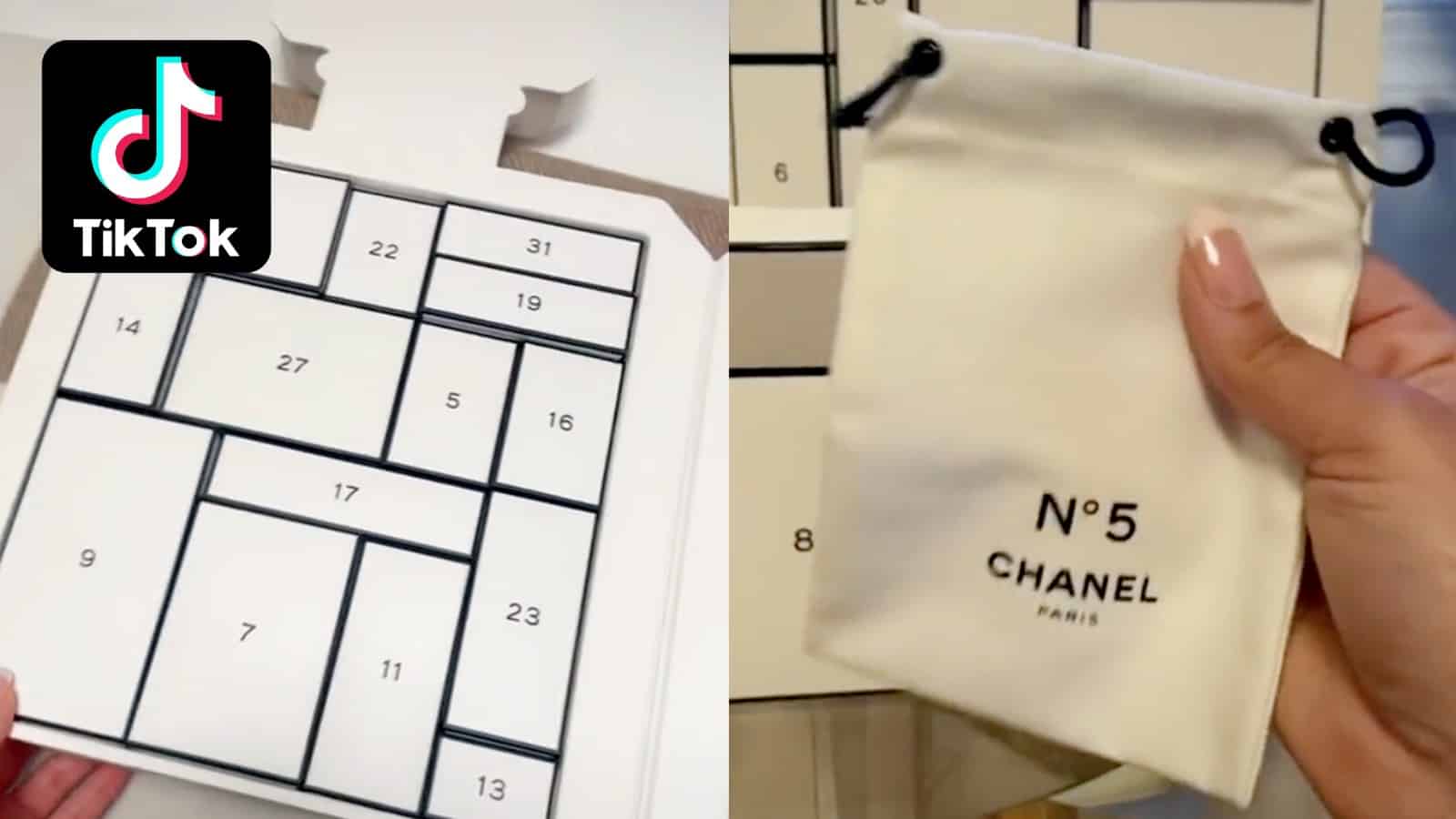 Chanel advent calendar next to the TikTok logo