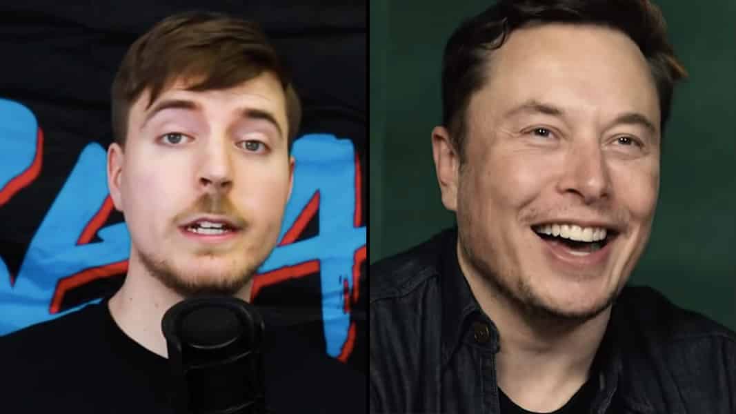 Mr Beast and Elon Musk smiling at camera