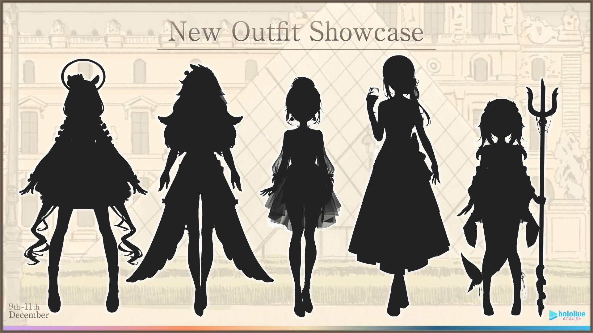 Hololive EN new outfit silhouettes
