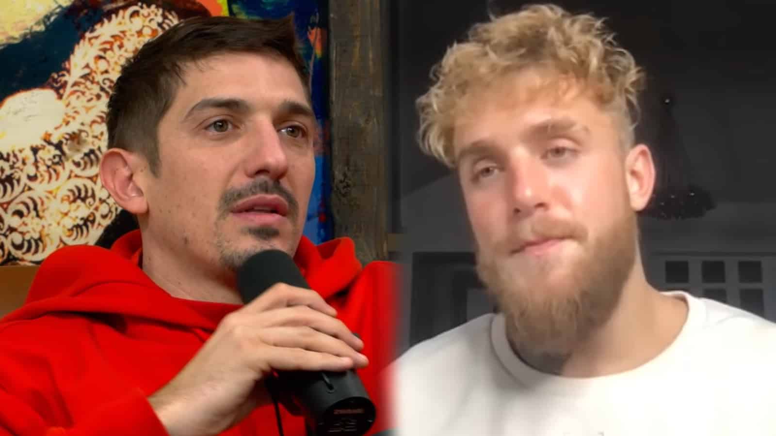 Comedian Andrew Schulz next to YouTuber Jake Paul