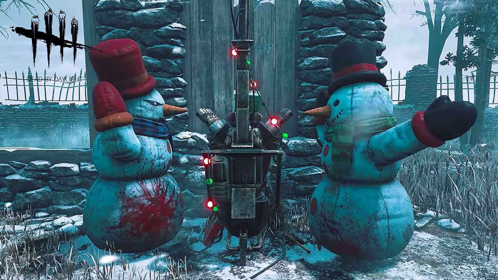 dead by daylight bone chill winter event two snowmen look at one another