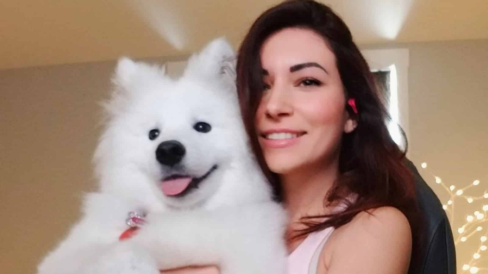 A screenshot of Alinity and her dog from Twitch.