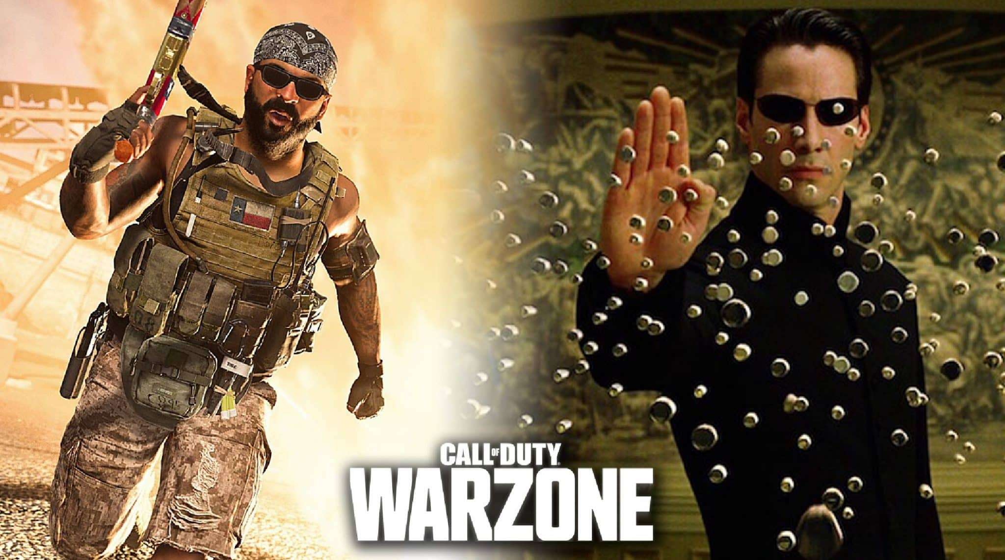 Warzone gameplay next to The Matrix