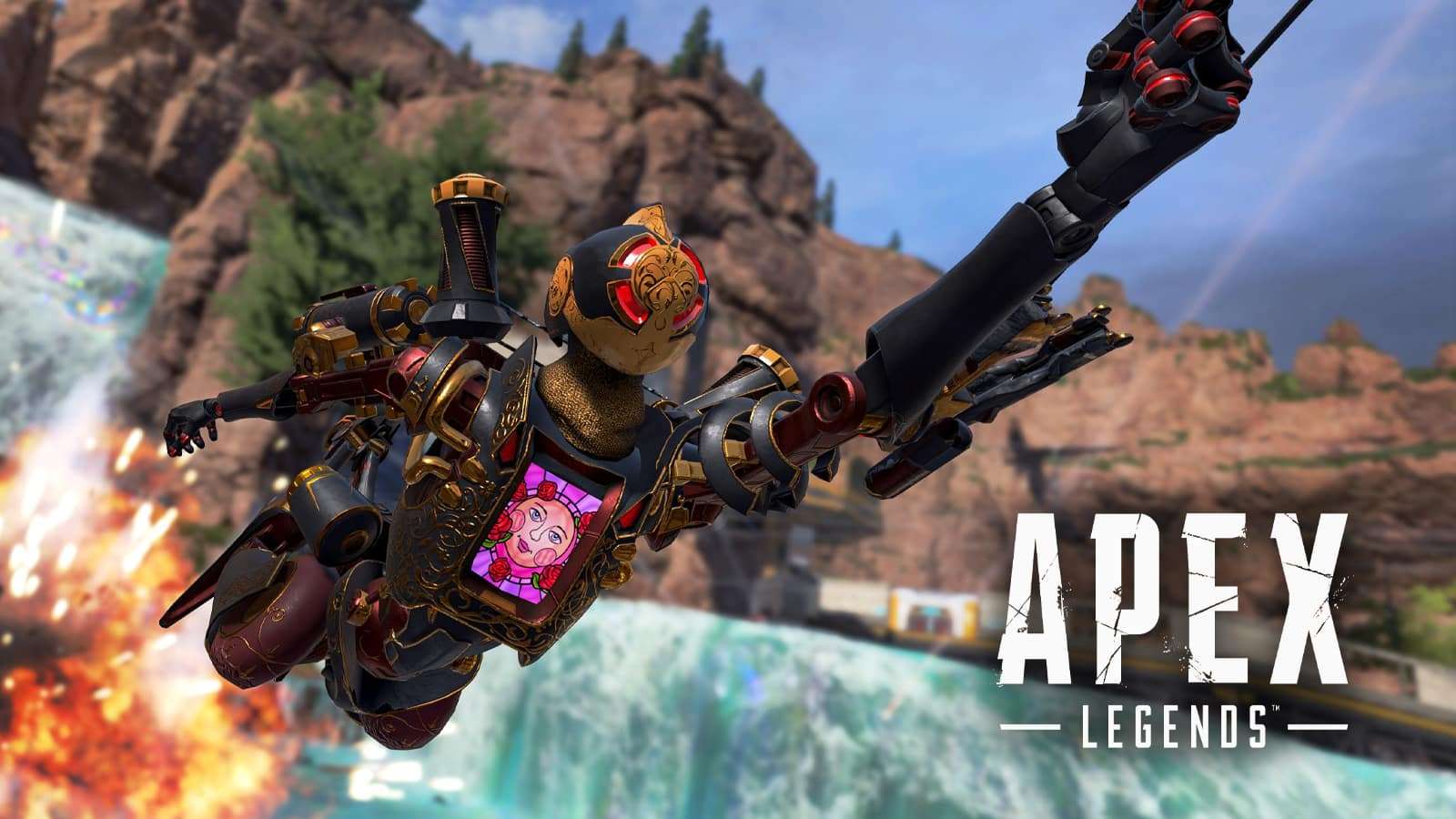 Pathfinder grappling on King's Canyon in Apex Legends