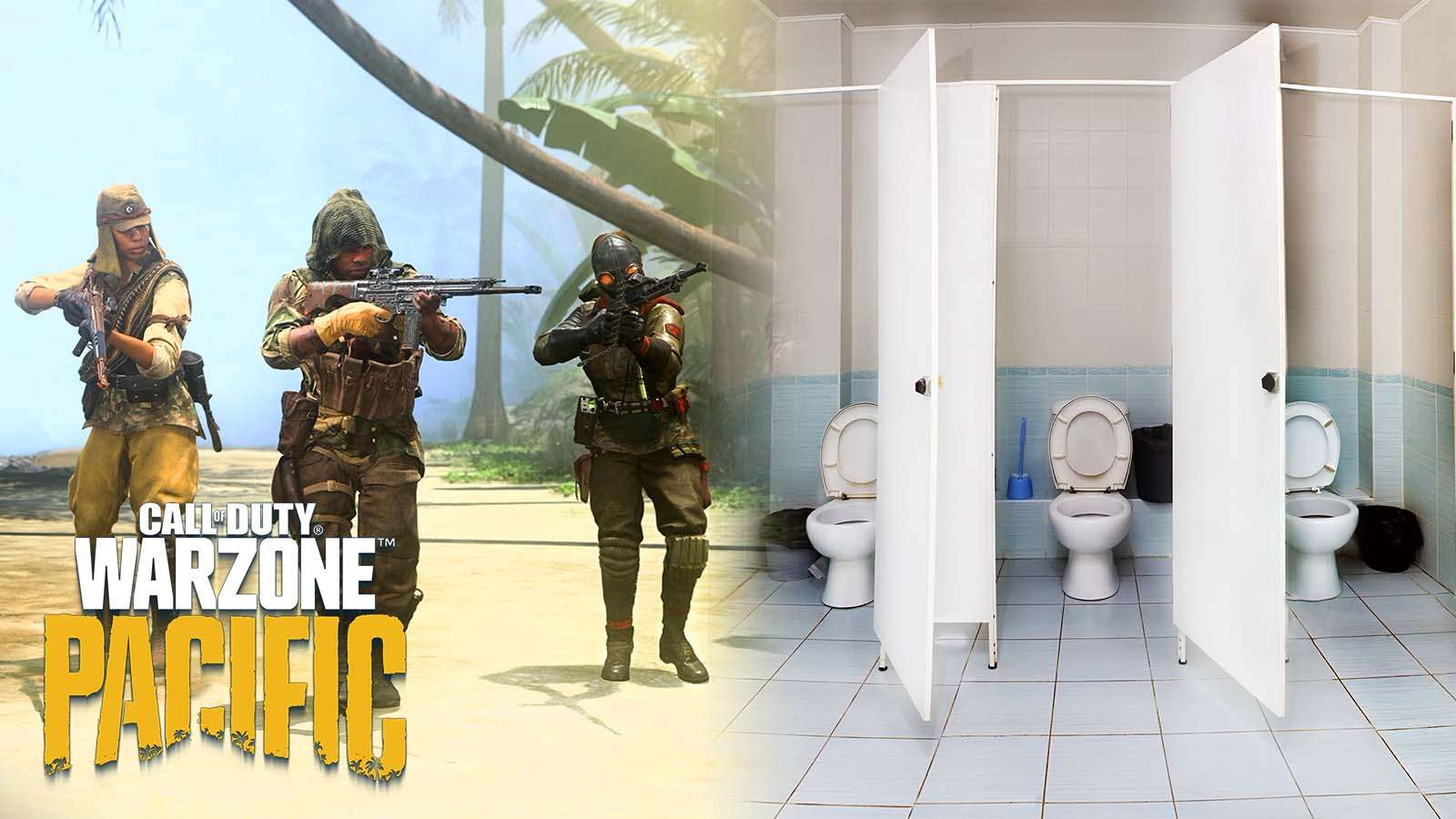 Warzone logo and picture of toilets