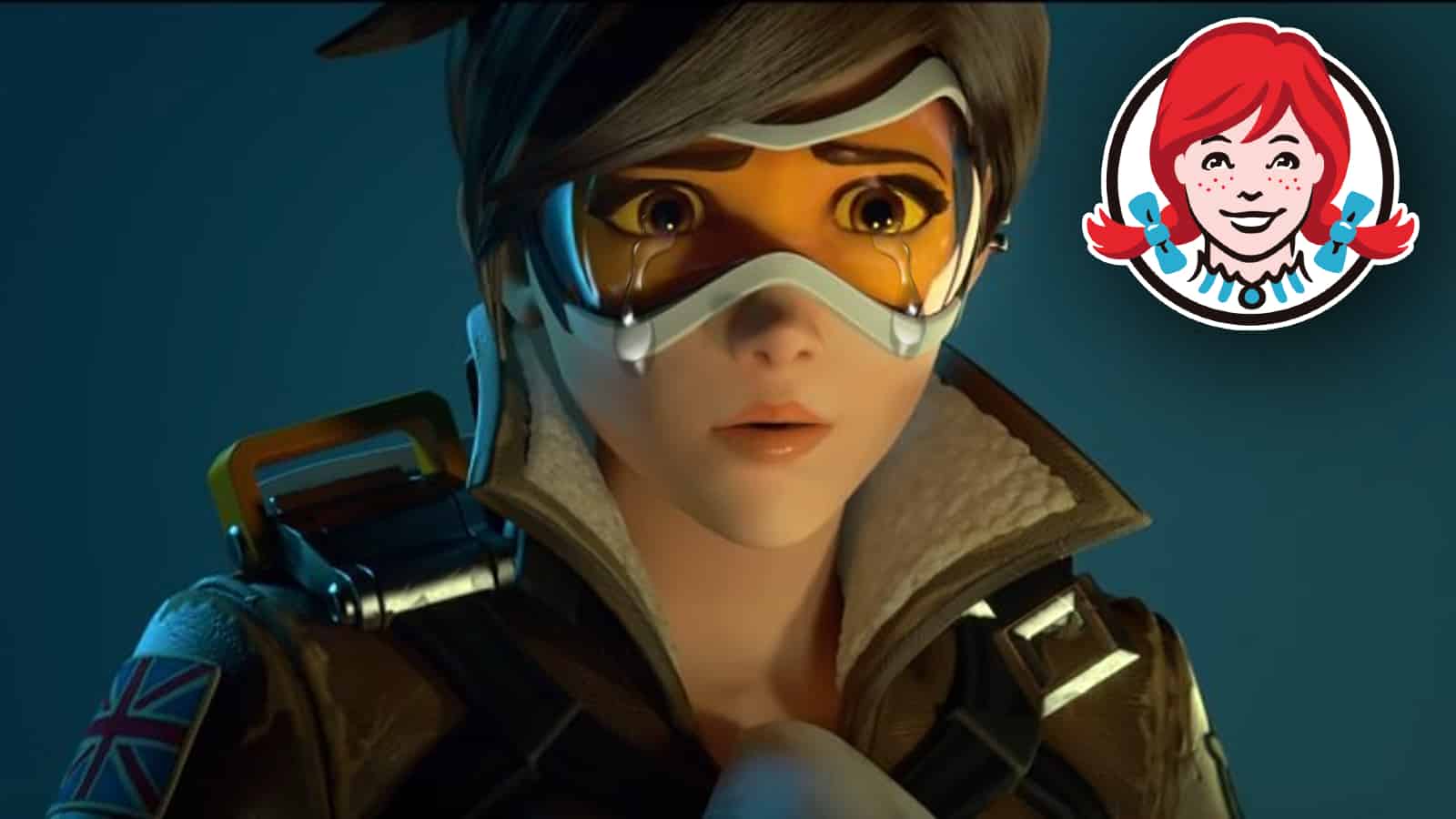 overwatch 2 tracer crying with wendy's logo